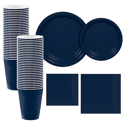 True Navy Paper Tableware Kit for 50 Guests Image #1