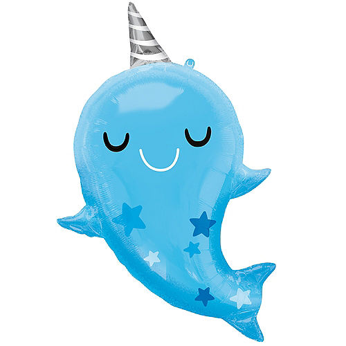 Giant Blue Baby Narwhal Balloon, 30in Image #1