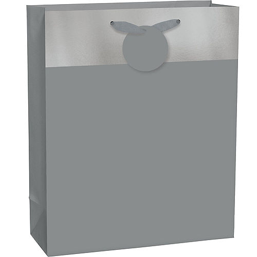 Nav Item for Large Metallic & Matte Silver Gift Bag 10 1/2in x 13in Image #1