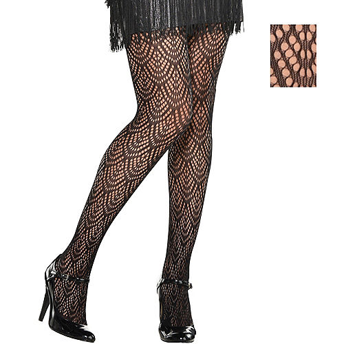 Nav Item for Adult Scallop Print Flapper Pantyhose Image #1