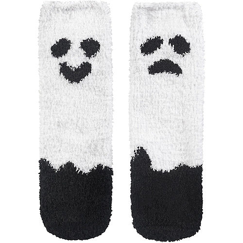 Adult Fuzzy Ghost Crew Socks Image #1