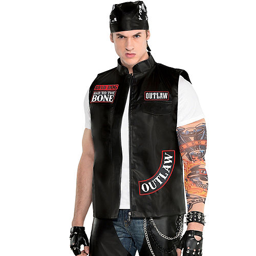 Nav Item for Adult Bad to the Bone Biker Vest Image #1