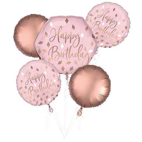 Blush Pink Birthday Balloon Bouquet 5pc  Image #1