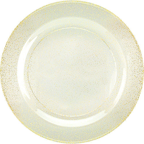 Nav Item for Glitter Gold & White Premium Plastic Dinner Plates, 10.25in, 10ct Image #1