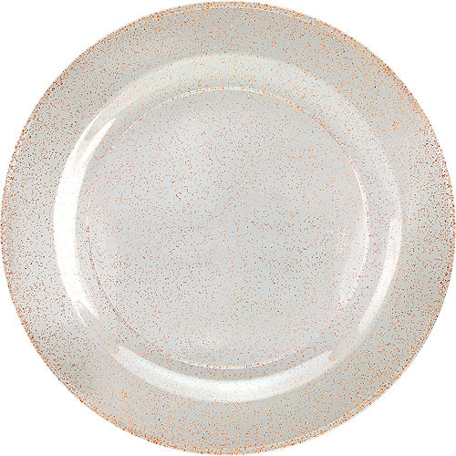 Rose Gold Glitter White Premium, Round Premium Plastic Dinner Plates