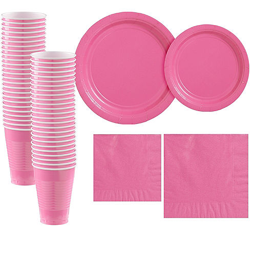 Nav Item for Bright Pink Paper Tableware Kit for 50 Guests Image #1