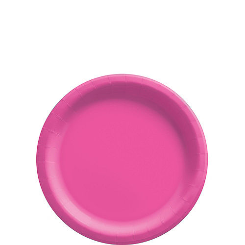 Bright Pink Paper Tableware Kit for 50 Guests Image #2