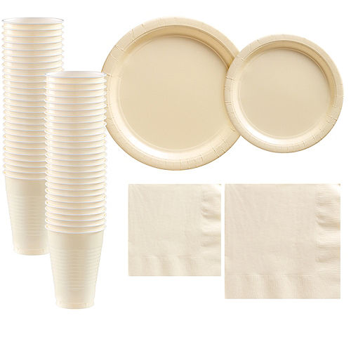 Nav Item for Vanilla Cream Paper Tableware Kit for 50 Guests Image #1