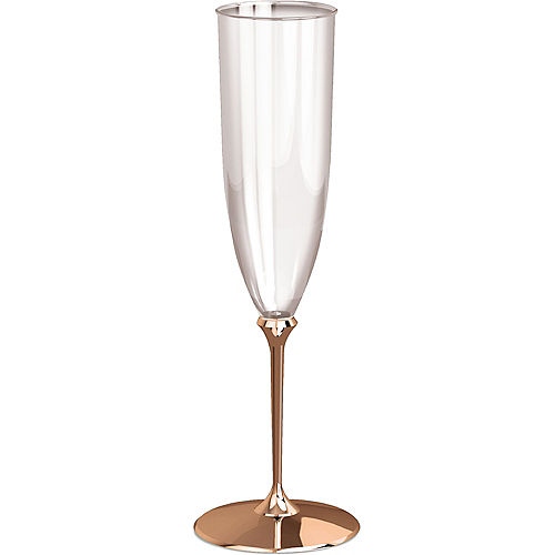 CLEAR Rose Gold-Base Premium Plastic Champagne Flutes, 4.5oz, 8ct Image #1