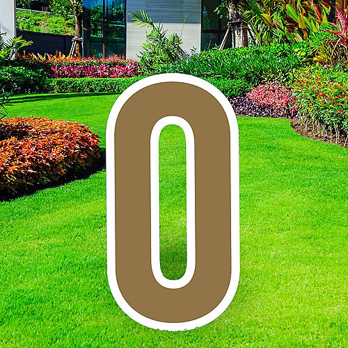 Nav Item for Giant Gold Corrugated Plastic Number (0) Yard Sign, 30in Image #1