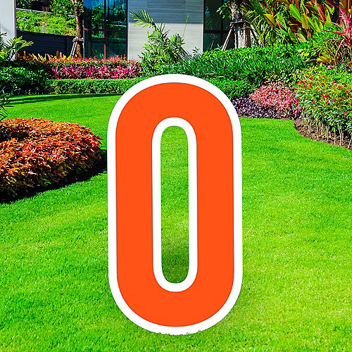 Giant Orange Corrugated Plastic Number (0) Yard Sign, 30in Image #1