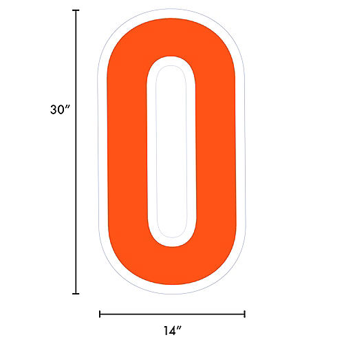 Giant Orange Corrugated Plastic Number (0) Yard Sign, 30in Image #2