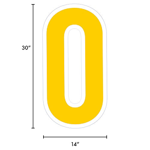 Giant Yellow Corrugated Plastic Number (0) Yard Sign, 30in Image #2