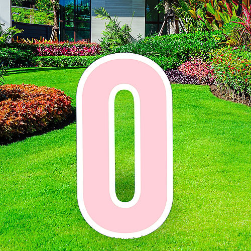Nav Item for Giant Blush Pink Corrugated Plastic Number (0) Yard Sign, 30in Image #1