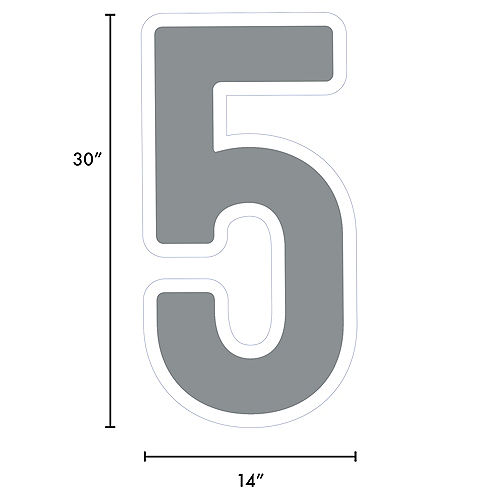 Silver Number (5) Corrugated Plastic Yard Sign, 30in Image #2