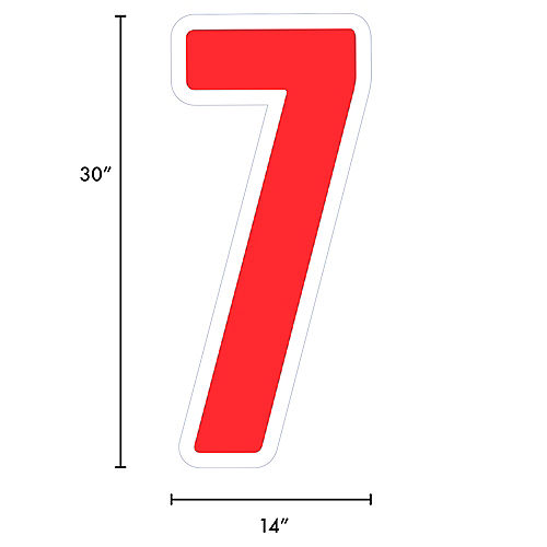 Red Number (7) Corrugated Plastic Yard Sign, 30in Image #2