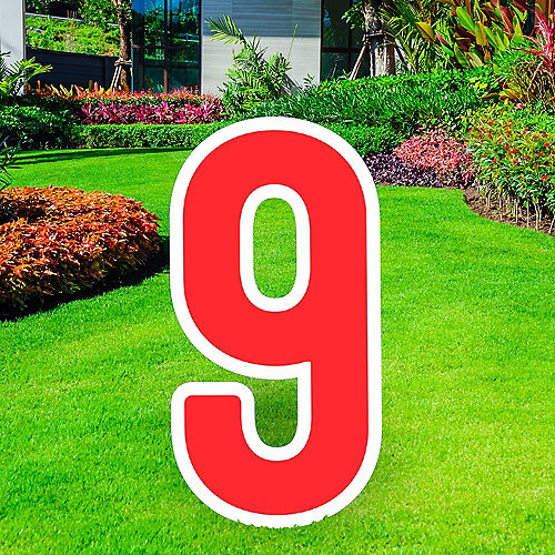 Nav Item for Red Number (9) Corrugated Plastic Yard Sign, 30in Image #1