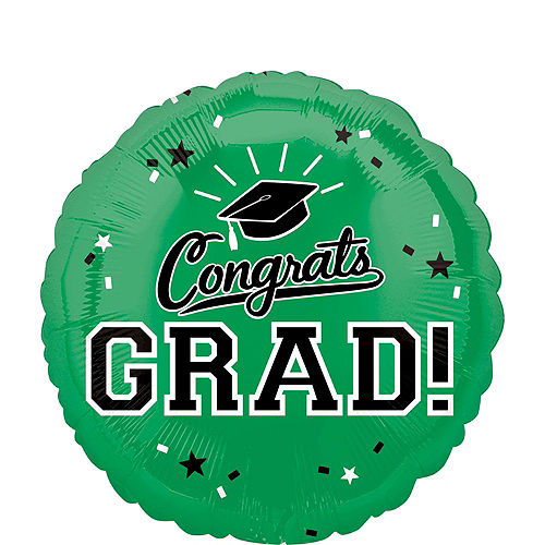 Green Congrats Grad Balloon Bouquet, 18in, 12pc with Helium Tank Image #3