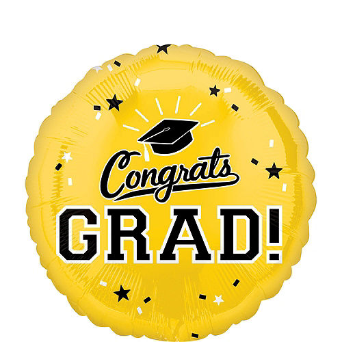 Yellow Congrats Grad Balloon Bouquet, 18in, 12pc with Helium Tank Image #3