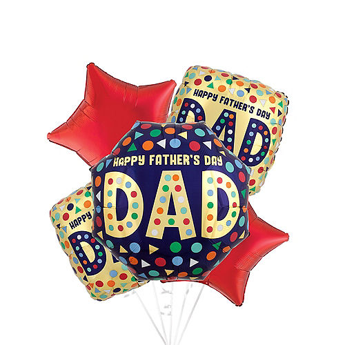 Multicolor Shapes Father's Day Balloon Bouquet, 5pc Image #1