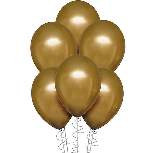 Gold Metallic Chrome Satin Luxe Latex Balloons, 11in, 6ct Image #1