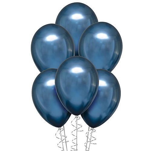 Nav Item for Azure Blue Metallic Chrome Satin Luxe Latex Balloons, 11in, 6ct Image #1