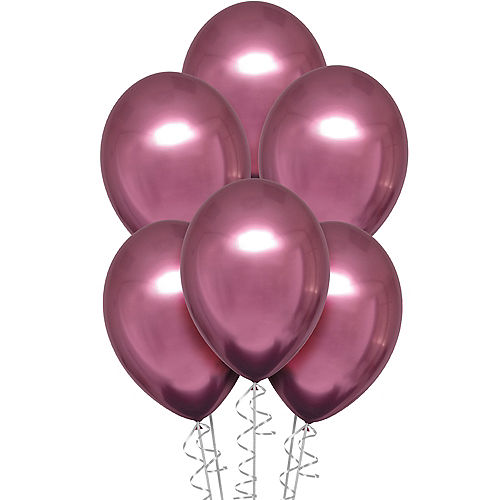 Flamingo Metallic Chrome Satin Luxe Latex Balloons, 11in, 6ct Image #1