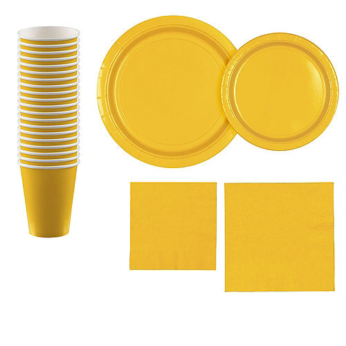 Sunshine Yellow Paper Tableware Kit for 20 Guests Image #1