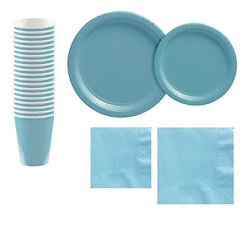 Caribbean Blue Paper Tableware Kit for 20 Guests Image #1