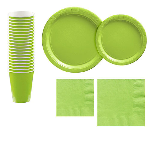 Kiwi Green Paper Tableware Kit for 20 Guests Image #1