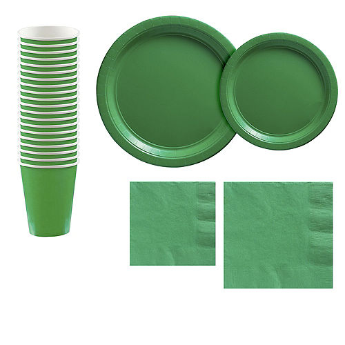 Festive Green Paper Tableware Kit for 20 Guests Image #1