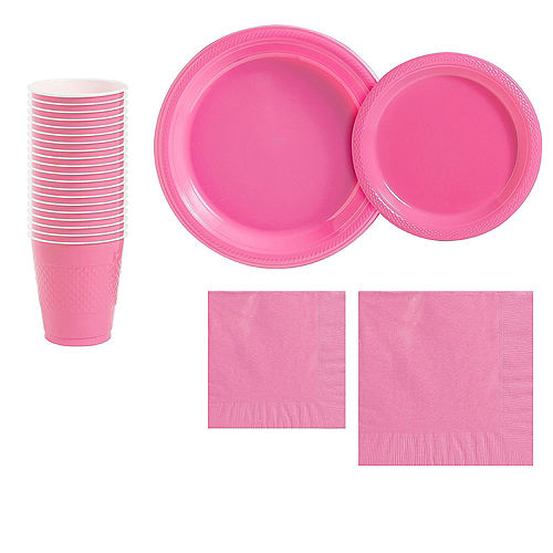 Nav Item for Bright Pink Plastic Tableware Kit for 20 Guests Image #1