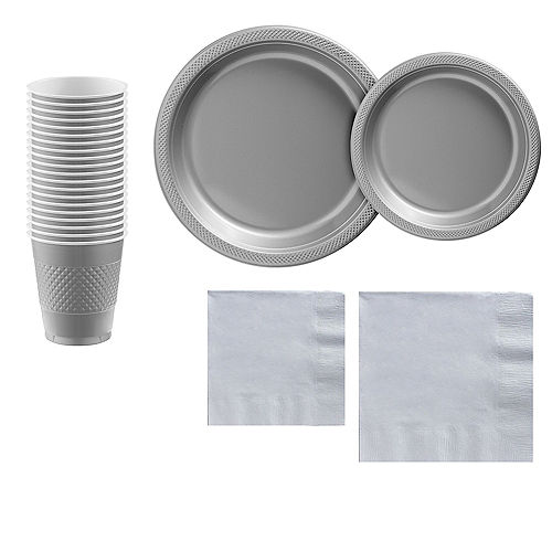 Nav Item for Silver Plastic Tableware Kit for 20 Guests Image #1