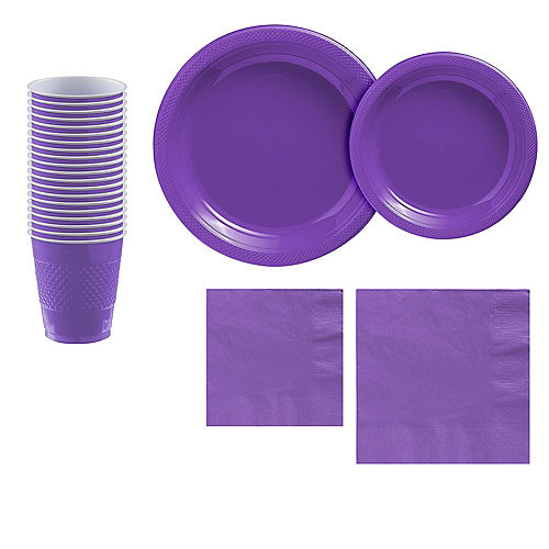 Nav Item for Purple Plastic Tableware Kit for 20 Guests Image #1