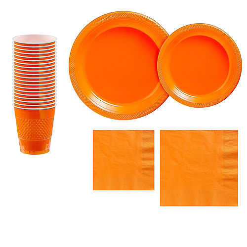 Orange Plastic Tableware Kit for 20 Guests Image #1