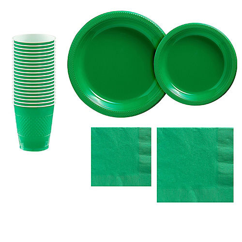 Nav Item for Festive Green Plastic Tableware Kit for 20 Guests Image #1