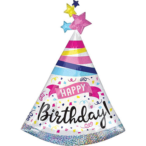 Nav Item for Prismatic Confetti Happy Birthday Deluxe Balloon Bouquet, 8pc Image #6