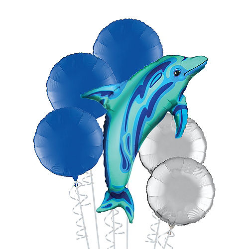 Blue Dolphin Deluxe Balloon Bouquet, 6pc Image #1