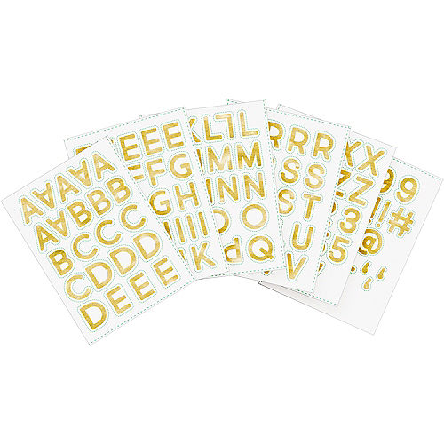 Gold Letter & Number Balloon Stickers, 6 Sheets, 133pc Image #2