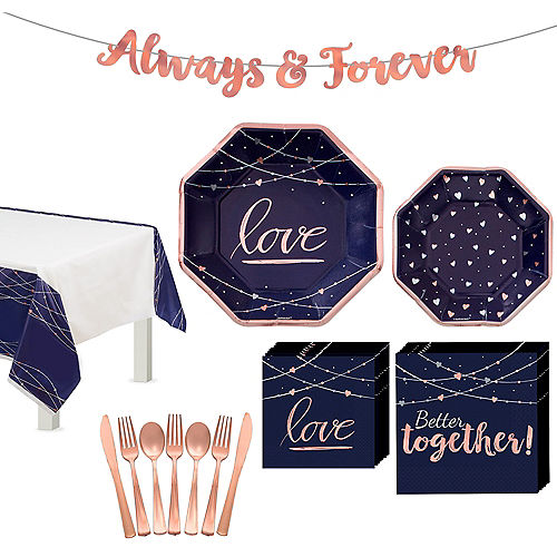 Metallic Navy Love Tableware Kit for 8 Guests Image #1