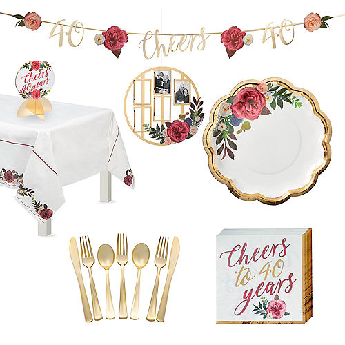 Nav Item for Ruby 40th Anniversary Tableware Kit for 8 Guests Image #1