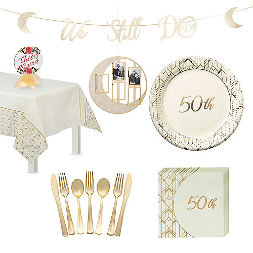 Nav Item for Gold 50th Anniversary Tableware Kit for 8 Guests Image #1