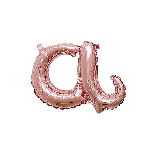 Air-Filled Rose Gold Lowercase Cursive Letter (a) Foil Balloon, 10in x 8in Image #1