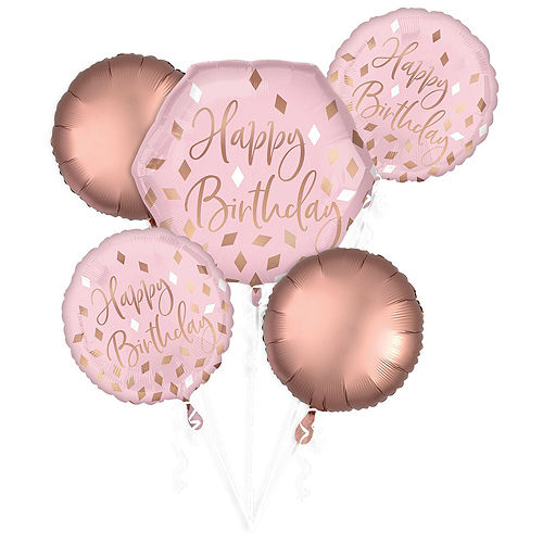 Blush Pink & Rose Gold Birthday Balloon Bouquet, 17pc Image #2