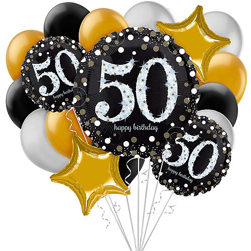 Sparkling Celebration 50th Birthday Balloon Bouquet, 17pc Image #1