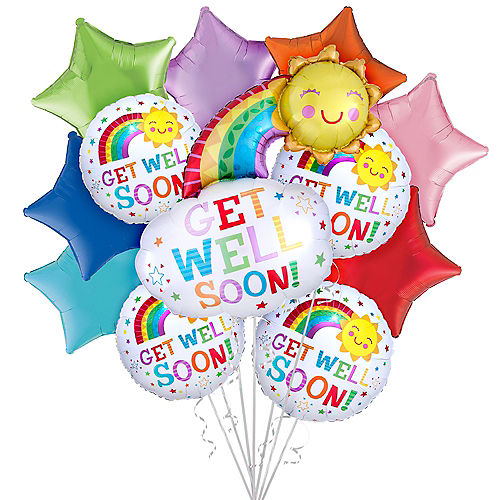 Nav Item for Rainbows & Sunshine Get Well Soon Balloon Bouquet, 12pc Image #1