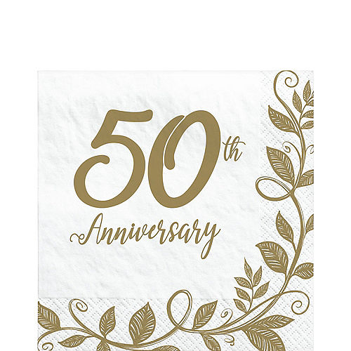 Nav Item for Gold 50th Anniversary Paper Lunch Napkins, 6.5in, 16ct Image #1