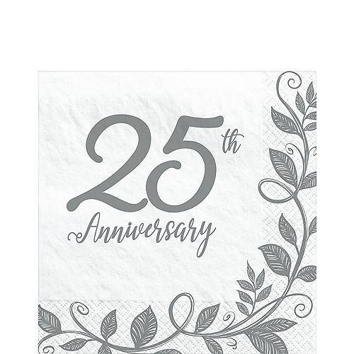 Silver 25th Anniversary Paper Lunch Napkins, 6.5in, 16ct Image #1