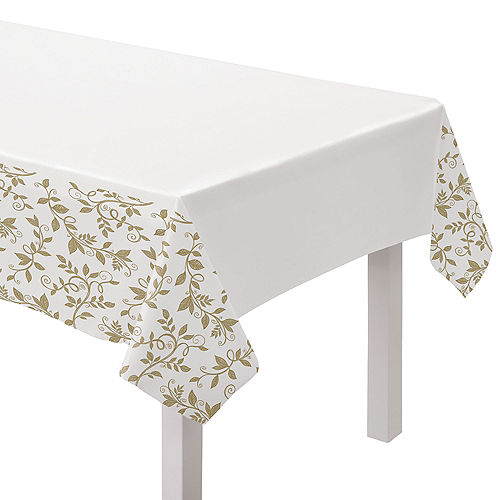 Nav Item for Gold & White 50th Anniversary Plastic Table Cover, 54in x 102in Image #1