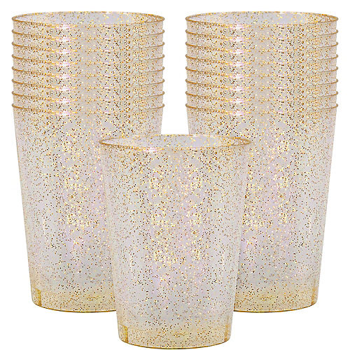 Glitter Gold Plastic Cups, 10oz, 20ct Image #1